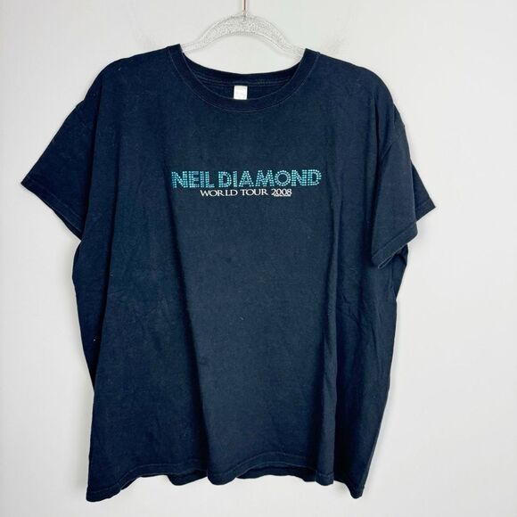 NEIL DIAMOND 2008 World Tour Black Short Sleeve T-Shirt Women’s Size X-Large - Picture 1 of 8